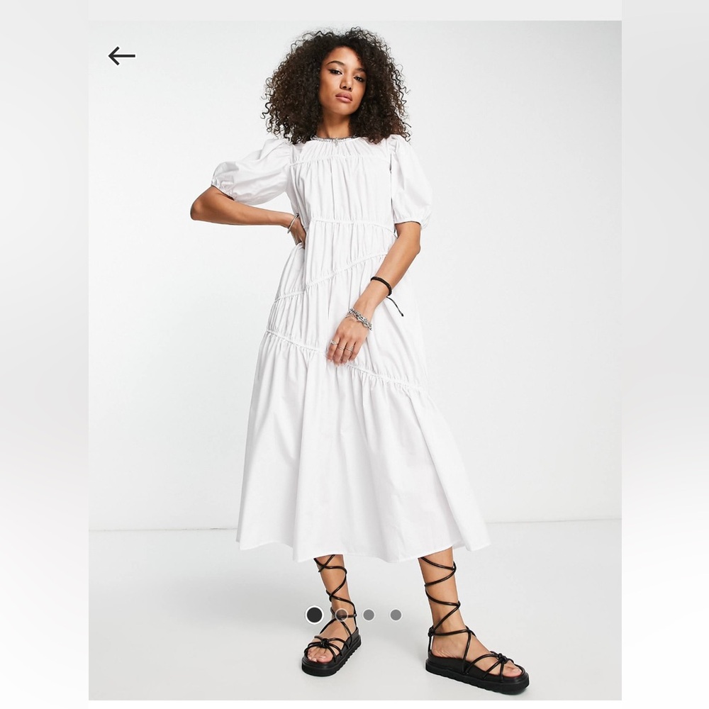 ASOS White Tiered Midi Dress